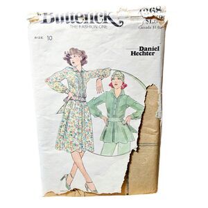 Butterick 4368 Vtg 1970s Daniel Hechter Tucked-front Or Top Sewing Pattern Sz 10